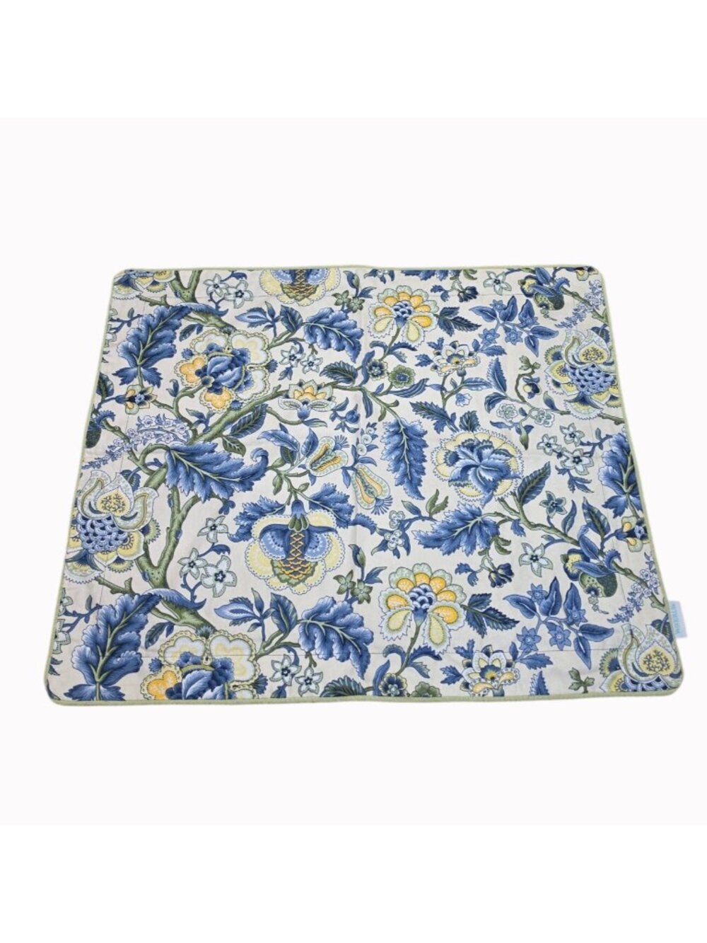 2 Waverly Imperial Dress Quilted Pillow Shams Blue/Yellow Jacobean Standard - Picture 2 of 10